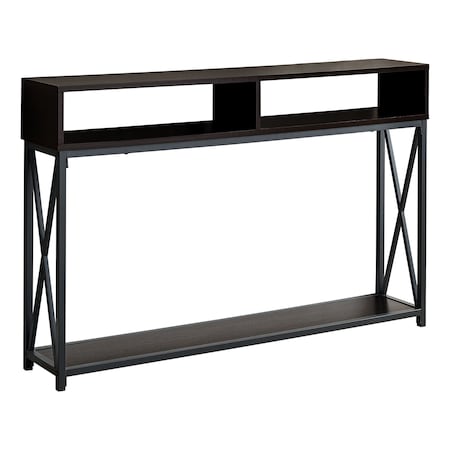 Monarch Specialties Accent Table - 48"L / Espresso / Black Metal Hall Console I 3574